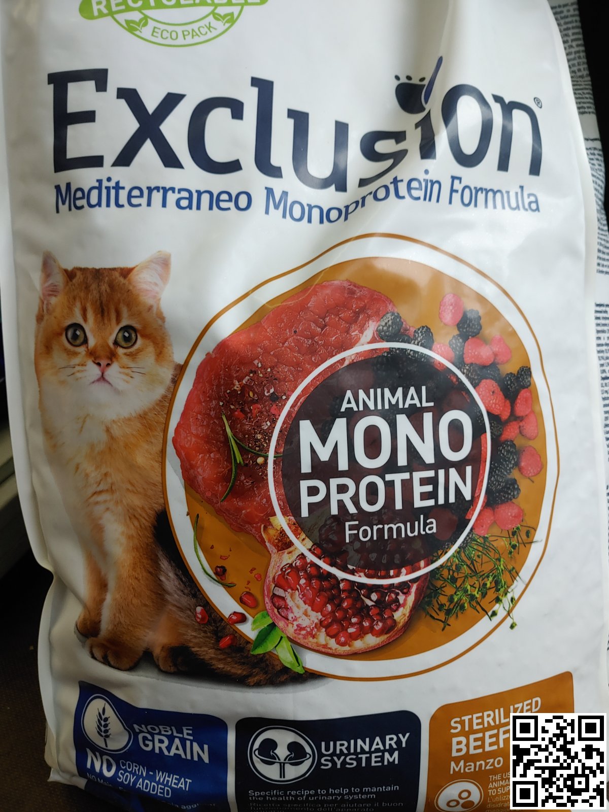 Фото поточного дизайну упаковки Exclusion Adult Cat Tuna Cat 1.5 кг | Корм для дорослих котів з тунцем